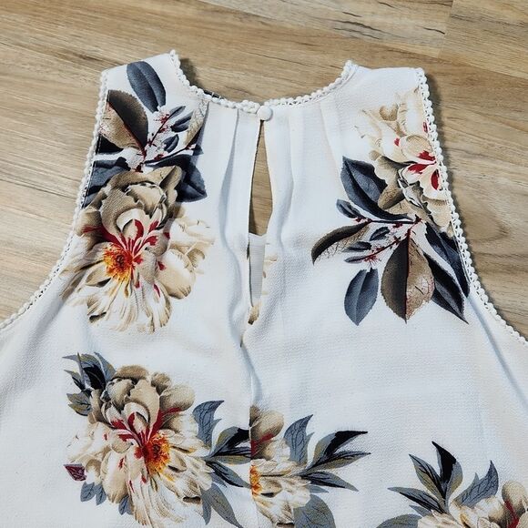 🔹️Umgee Cream Floral Print Boho Sleeveless Dress Small - Picture 5 of 12